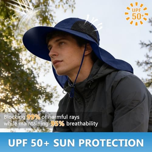 Sun Hat for Men Women with Neck Flap,UPF 50+ UV Protective Hiking Fishing Hats,Wide Brim Sun Hat for Women&Men … — view 5