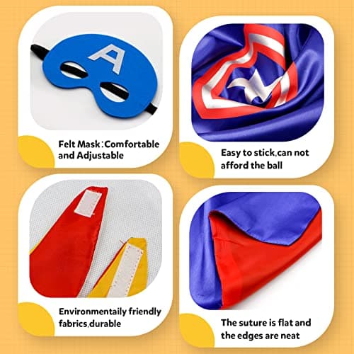 Kids Costumes 8PCS Superhero Capes Set and Slap Bracelets for Boys, Girls Dress Up Party Favors (8PCS for Boys, Girls) — view 2