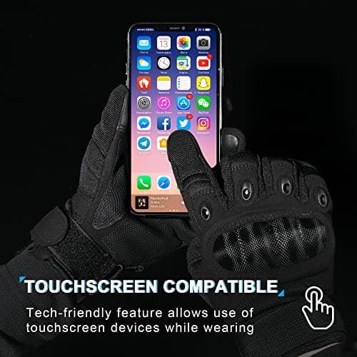 WTACTFUL Touchscreen Motorcycle Tactical Full Finger Gloves for Airsoft Paintball Cycling Motorbike ATV Hunting Hiking Riding Racing Climbing Operating Work Outdoor Sports Gloves Size Small Black — view 2