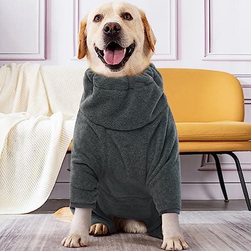 ROZKITCH XL Dog Pajamas, Pet Windproof Warm Cold Weather Jacket Vest Cozy Jumpsuit Apparel Outfit Clothes for Small Medium Large Dog Walking Hiking Sleep Grey XL — view 4