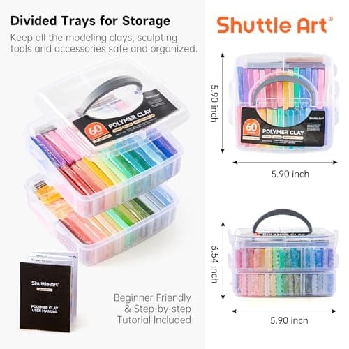 Shuttle Art Polymer Clay Kit, 60 Colors Oven Bake Clay for Kids, 19 Sculpting Tools, 16 Accessories, Non-Sticky, Non-Toxic DIY Crafts for Kids Adults — view 8