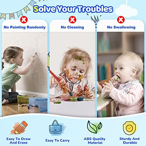 Kikidex Magnetic Drawing Board, Toddler Girl Toys for 1-3 Year Old, Doodle Board Pad Learning and Educational Toys for 1 2 3 Year Old Baby Kids Birthday Gift (Light Blue) — view 2