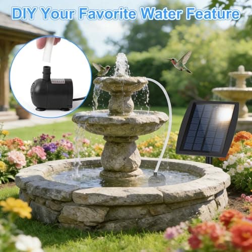 Yeomi Solar Fountain Pump for Bird Bath, 2.5W Solar Powered Water Fountain with 3 Nozzles & 1.5ft Tubing, Multi-Installation & 3-Layer Filtration for Small Pond, Garden Water Feature — view 3