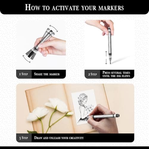 Pinturale Arts Extra Fine Tip Black Paint Pen | Set 4 Black Paint Pen Extra Fine Tip (0.7mm & 0.5mm) | For Ceramics, Rock Painting, Glass, Wood, Canvas, Metal — view 6