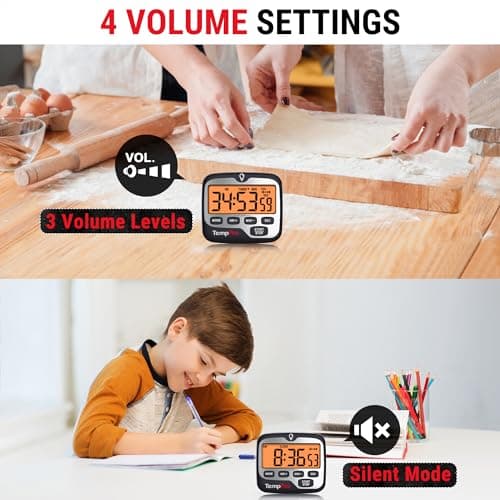 TempPro TM01 Kitchen Timers for Cooking with Count Up Countdown Timer, Digital Timer for Kids Students with Touch Backlight, Study Timers for Classroom Teacher Supplies(Previously ThermoPro) — view 3