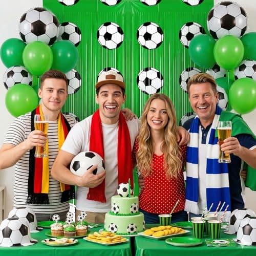 Ycitusi 3 Pcs Soccer Party Decorations Foil Curtains - 9.9x6.6 Ft Soccer Birthday Party Supplies Fringe Backdrop Football Theme Party Favors for 2026 World Cup Tailgate — view 3