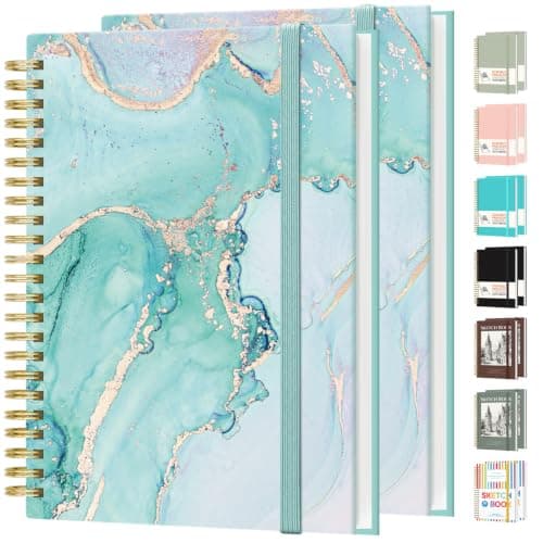 Forvencer 2 Pack Blank Spiral Notebook, 8"x 5.6"Hardcover Sketch Book
