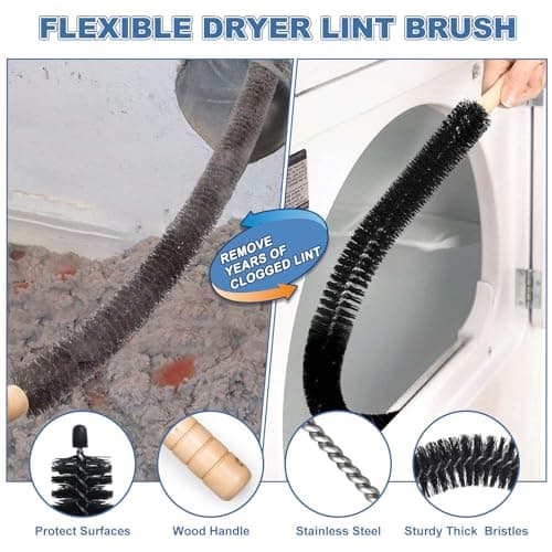 PetOde 2 Pieces Dryer Vent Cleaner Kit Compatible with Most Vacuum Cleaner, Dryer Lint Brush and Vacuum Hose Attachment with Universal Connector, Quickly Lint Remover — view 4