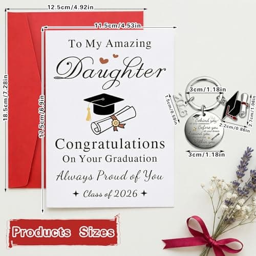 UPEOXT Graduation Gifts for Her 2026, Funny Grad Card with Keychain, Unique High School College Gift Ideas, Class of 2026 Present for Daughter, Best Congratulations Keepsake