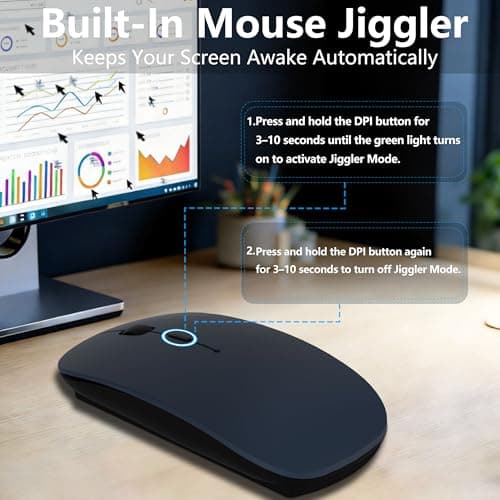 Kenvala Wireless Mouse for MacBook & iPad, Bluetooth 5.2/3.0 & 2.4G USB-C/USB-A, Rechargeable Silent Slim Mouse with Multi-Device Switching & Activity Mode to Prevent Screen Lock - Blue — view 2