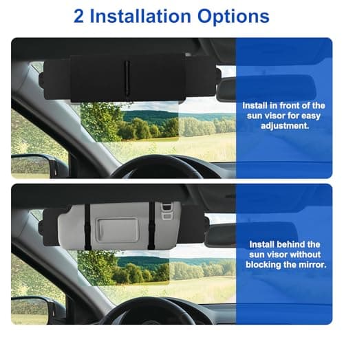 Linkstyle Sun Visor Extender for Car, 3-Sided Expandable Anti-Glare Car Visor Extender, PU Leather Polarized Sun Blocker Extension with PC Lenses for UV Cars SUVs Vans Taxis — view 5