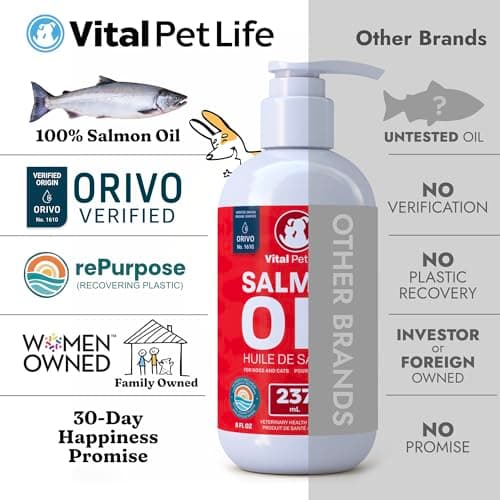 Salmon Oil for Dogs 237 mL - Healthy Skin & Coat, Fish Oil, Omega 3 EPA DHA, Liquid Food Supplement for Pets, All Natural, Supports Joint & Bone Health, Natural Allergy & Inflammation Defense — view 4