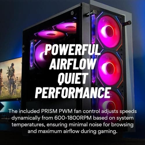 Stratos Micro RX 9070 XT, Ryzen 7 7800X3D, 32GB DDR5 RAM, 2TB NVMe SSD, Gaming Desktop PC w/Windows 11 Pro, 3-Year Warranty, RGB Keyboard+Mouse, Internal Wi-Fi 6E, 3X DP & HDMI — view 2