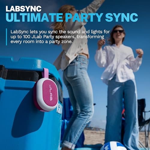 JLab, Pop Party, Portable Bluetooth Speaker, Waterproof, RGB Lighting, LabSync, Mulberry — view 3