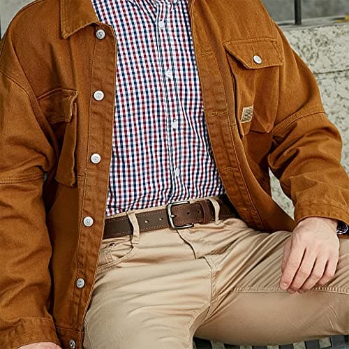 VATAN Men's Genuine Leather Classic Everyday Jean Belt, 1.4" Men Handmade Casual Dress Belts with Gift Box (Bourbon Brown (Double Stitch), 36) — view 4
