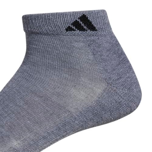 adidas Men's Athletic Cushioned Low Cut Ankle Socks (6 Pairs) Durable & Comfortable, Heather Grey/Black, L — view 3