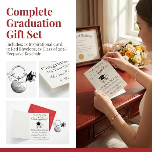UPEOXT Graduation Gifts for Her 2026, Funny Grad Card with Keychain, Unique High School College Gift Ideas, Class of 2026 Present for Daughter, Best Congratulations Keepsake — view 3