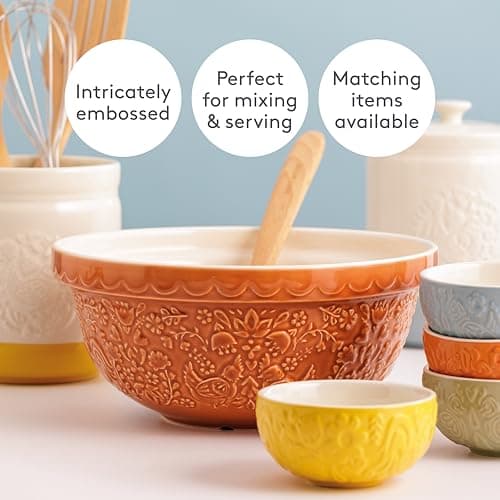 Mason Cash Home to Roost Mixing Bowl | 24cm Earthenware Bowl with Embossed Hen & Cockerel Design | Classic Bakeware for Dough, Pastry & Cake Mixing | Dishwasher & Freezer Safe — view 3