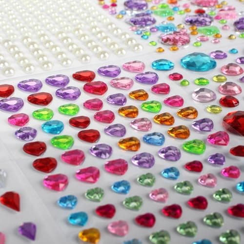 Gikboup 3521 Pieces Self Adhesive Jewels for Crafts, Gems Stickers for Kids, Flat Back Plastic Fake Jewels for Scrapbook Supplies and face gems — view 5