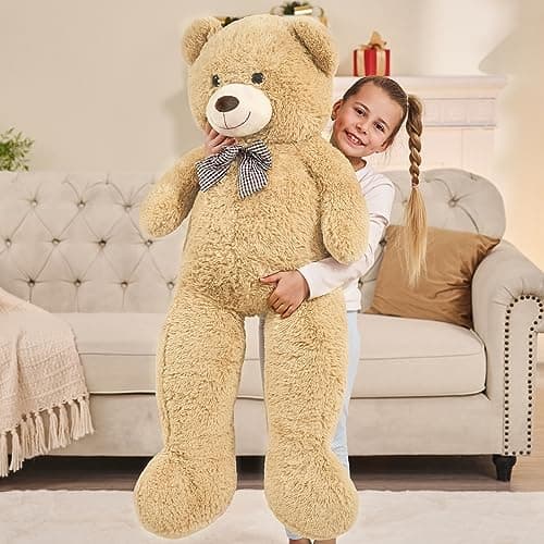 MaoGoLan Giant Teddy Bear 4 Feet,Adorable and Cuddly Big Bear Stuffed Animal 47", Classic Teddy Bear Plush Gift Decoration for Baby Shower,Party,Birthday,Valentines Day,Tan — view 4