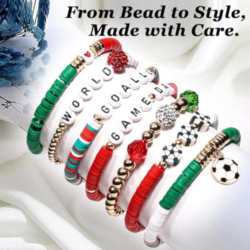 AICase Soccer Bracelets for FIFA World Cup 2026 Gifts, Game Day Mexico Soccer Fan Merch Bracelet Gear Merchandise Jersey Outfits Jewelry Accessories for Women Men Soccer Moms Party Favors Birthday — view 4