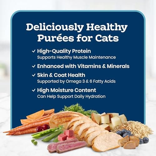 Blue Buffalo Tastefuls Purées Variety Pack Wet Cat Food Complement (Salmon, Chicken, Tuna, Beef) Made with Natural Ingredients, for All Life Stages, 3-oz. Resealable Pouches (12 Count) — view 2