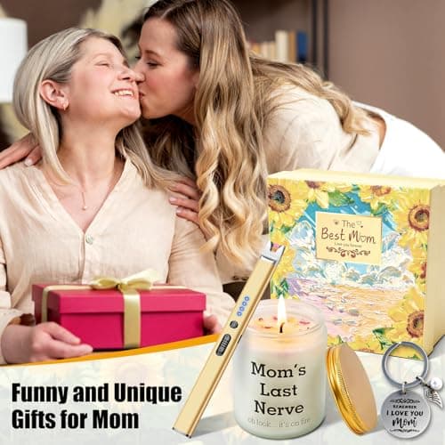Birthday Gifts for Mom, Mom Birthday Gifts from Daughter Son, Funny Jar Scented Candle Gift Ideas for Mummy, Long Reach Electric Candle Lighter Gift Set for Mother — view 3