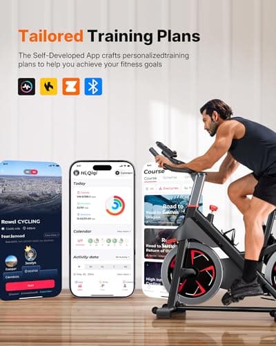 Merach Magnetic Exercise Bike, Heavy Duty Stationary Bike with Automated Resistance, 300 350 Lbs Weight Capacity, Low Noise Indoor Workout Bike for Home Gym with Self-Developed App — view 3