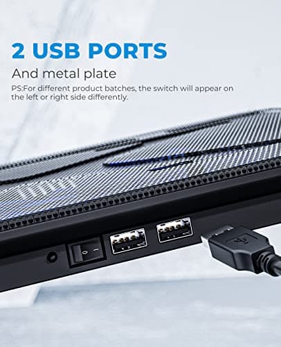 havit HV-F2056 15.6"-17" Laptop Cooler Cooling Pad - Slim Portable USB Powered (3 Fans), Black/Blue — view 3