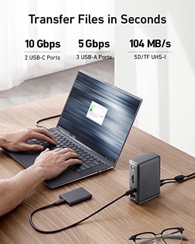 Anker Laptop Docking Station, 13-in-1 USB-C Docking Station, Triple Display with 2xHDMI and 1xDP, 10 Gbps USB-C and 5 Gbps USB-A Data, Ethernet, Audio, SD, 85W Charging for Dell, HP, Lenovo and More — view 5