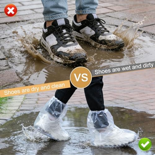 12 Pcs Waterproof Shoe Covers for Rain, Non-Slip Disposable Rain Shoe Covers, Plastic Shoe Ponchos, Thickened PE Material Boot Covers for Men and Women (Clear)