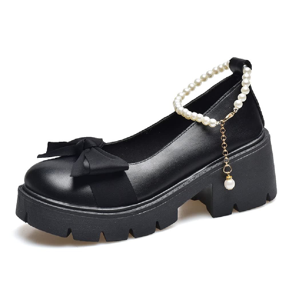 Womens Platform Mary Janes Shoes Sweet Toe Ankle Lolita Gothic Pumps Chunky Patent Leather — view 16