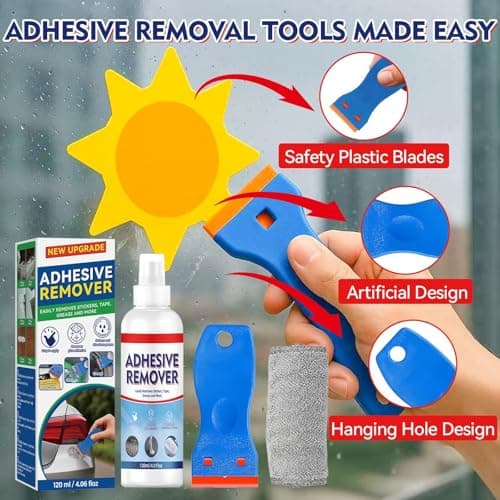 Adhesive Remover Spray, Sticker Remover Cleaning Multi-Surface Residue, Glue Remover for Tap, Decals, Glue, Chewing Gum, from Car, Windows, Glass, Plastic, Label Remover with Scraper and Towel — view 6
