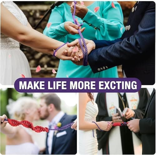 Soft Silk Tying Rope - Skin-Friendly Shiny Colored Nylon Binding Ropes, Durable Multi-Purpose Satin Braided Twisted Decorative Cord, Thickness 8MM, Each 32-Foot Long (2 Purple) — view 2