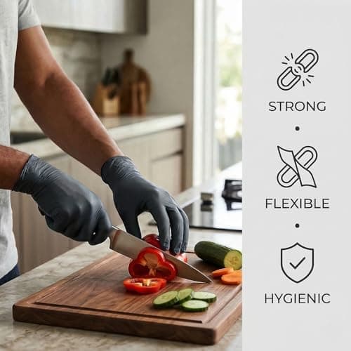 SOFTJOY Black Nitrile Disposable Gloves L - 100 Count – Powder & Latex Free Food Safe, 4 Mil Kitchen Gloves for Food Prep — view 4