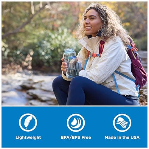 Nalgene 32 oz Wide Mouth Water Bottle | BPA-Free, Durable & Leak Proof, Lightweight Bottle for Hiking & Gym, Work & Travel, Baby Blue — view 3