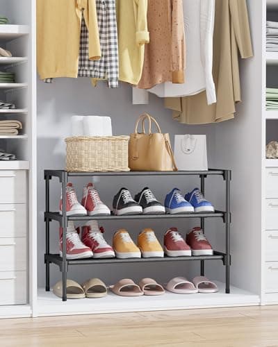 Kitsure Shoe Rack - Non-Woven Shoe Rack Shelf, Shoe Organizer for Closet, Entryway, Garage & Corridor, Stackable Shelves, 70 x 30 x 47cm, Black — view 7