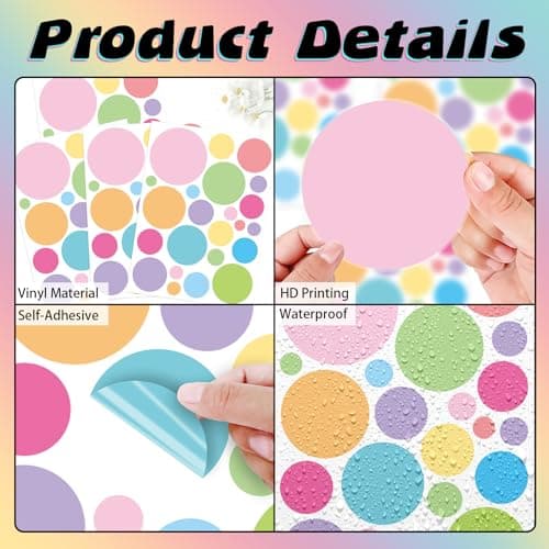 Colored Polka Dots Wall Decals - 12 Sheets 276 Pcs Removable Colorful Polka Dots Wall Sticker Peel and Stick Round Circle Wall Decor for Bedroom Playroom Classroom Nursery — view 5