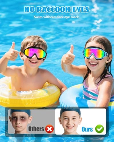 Aegend New Kids 2 Pack Wide View Swim Goggles, Anti-Fog/UV No Leak Goggles with Ear Plugs Kids 3-14 — view 3