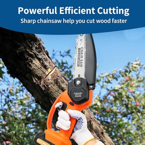 6 Inch Chainsaw Chain Blade and Guide Bar, Replacement Chain Saw Bar and Chains for 6 inch Mini Cordless Electric Portable Handheld Chainsaw for Wood Cutting (4 Chains + Guides Bar + File) — view 5