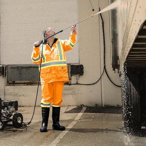 Pioneer Hi Vis Waterproof Heavy Duty Rainsuit - Hooded Rain Jacket and Bib Pants - 210D Oxford Poly/PVC - Orange — view 6