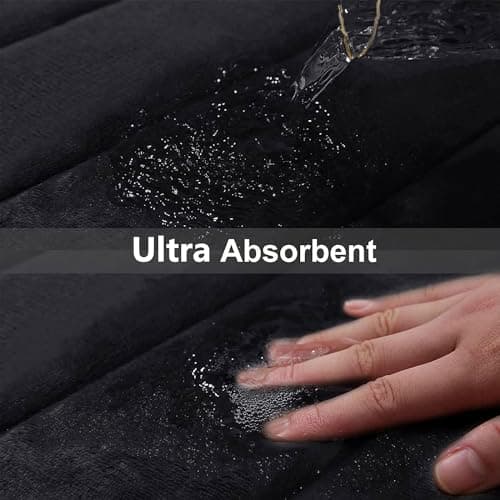 Buganda Memory Foam Bath Mat, 30" x 20", Ultra Soft Bathroom Rugs, Water Absorbent and Machine Washable Bath Rug for Bathroom, Shower, and Tub, Black — view 4