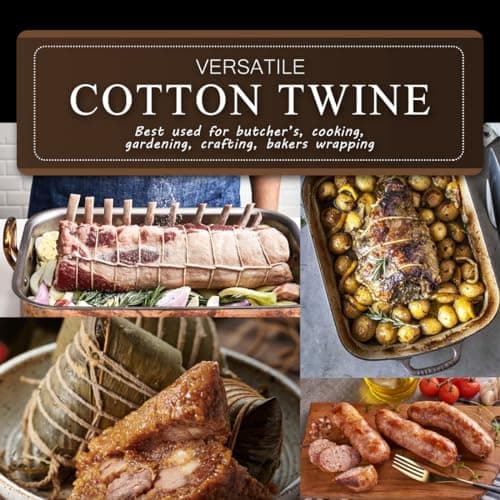SMART&CASUAL 600 Feet 2mm Cotton Butcher Twine String Soft Food Safe for Cooking Craft Baker Kitchen Meat Turkey Sausage Roasting Gift Wrapping Gardening Crocheting Knitting — view 4