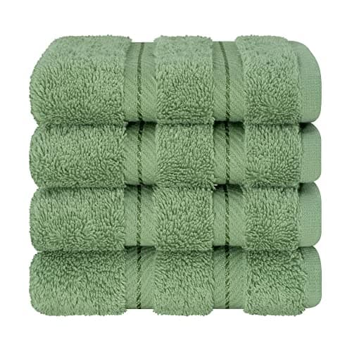 American Soft Linen Washcloths for Bathroom, 100% Turkish Cotton Washcloth Set of 4, 13x13 in Soft Washcloths for Body and Face, Wash Rags for Kitchen, Baby Washcloths, Sage Green Washcloths — view 6