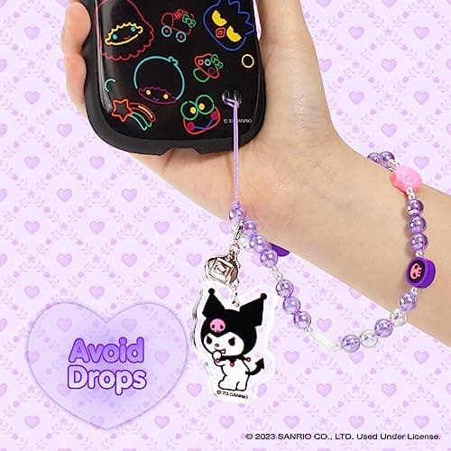 iFace Hello Kitty and Friends Beaded Wristlet Universal Phone Charm Strap - Cute Wrist Chain Lanyard Aesthetic Decor Strap for Cell Phone Camera Keys AirPods Keychains – Kuromi — view 3