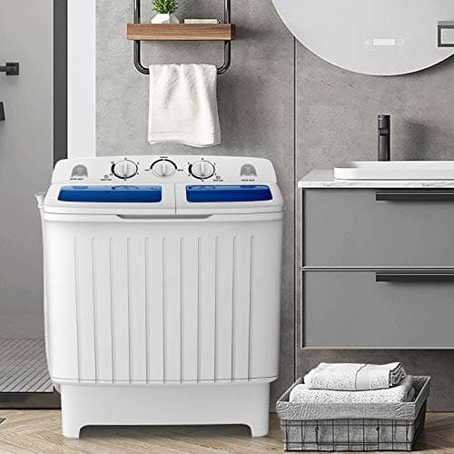 COSTWAY Portable Washing Machine, 12Lbs Washer and 8Lbs Spinner, Blue+White — view 2