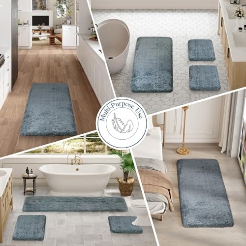 Walensee Large Bathroom Rug (24 x 72, Slate) Extra Soft and Absorbent Shaggy Bathroom Mat Machine Washable Microfiber Bath Mat for Bathroom, Non Slip Bath Mat, Luxury Bathroom Floor Mats — view 5
