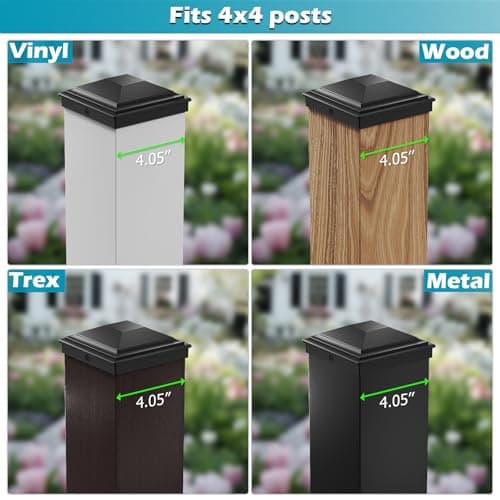 SIEDiNLAR 4x4 Post Caps Black 12 Pack, Fence Post Covers Outdoor Waterproof, Fits 4x4 3.5x3.5 Wood/Vinyl Posts for Deck Fence Mailbox Patio Decor — view 3