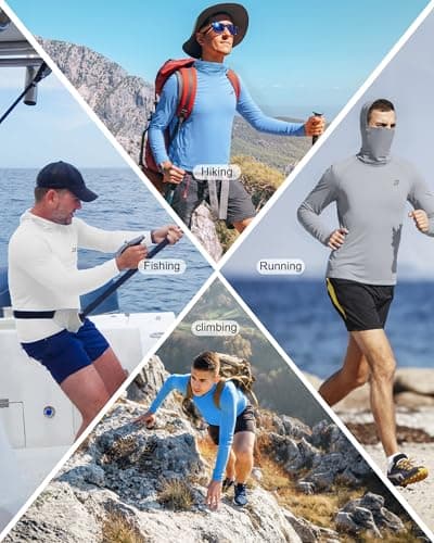 Roadbox Sun Hoodie Men UV Protection Long Sleeve, UPF 50+ Fishing Shirts with Mask, Lightweight Hiking Outdoor Rash Guard — view 5