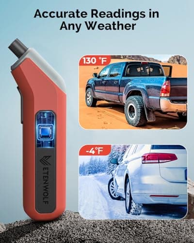 ETENWOLF T300 Digital Tire Pressure Gauge 3-200 PSI, Industrial Tire Gauge Calibrated to ANSI B40.7 Grade 2A(Plus-Minus 0.5%), Replaceable AAA Batteries (Vivid Orange) — view 4